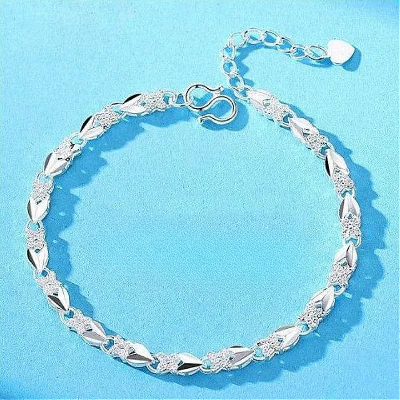 925 Sterling Silver Hollow Heart Bracelets for Women Girls Vintage