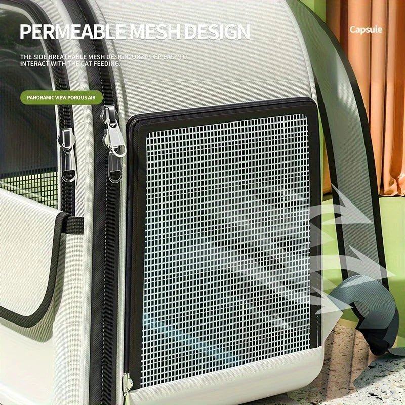 1pc pet carrier backpack, big cat backpack Transparent space capsule breathable portable bag backpack cat and dog supplies.