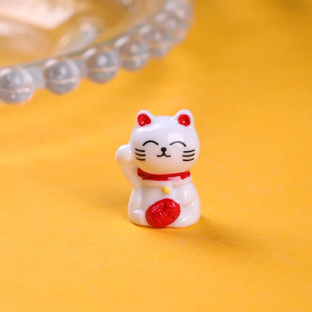 10-50pcs Cute Mini Wealth Lucky Gold Cat Animal Decoration Resin Craft Miniature Figure Bonsai Microlandscape Fairy Garden Decor
