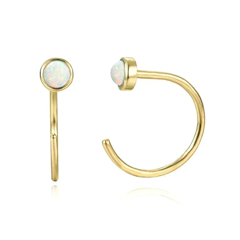 Cartilage 925 Silver Earrings Fashion C-shaped Zircon ear studs European American Geometric Piercing Earrings For Women Jewelry
