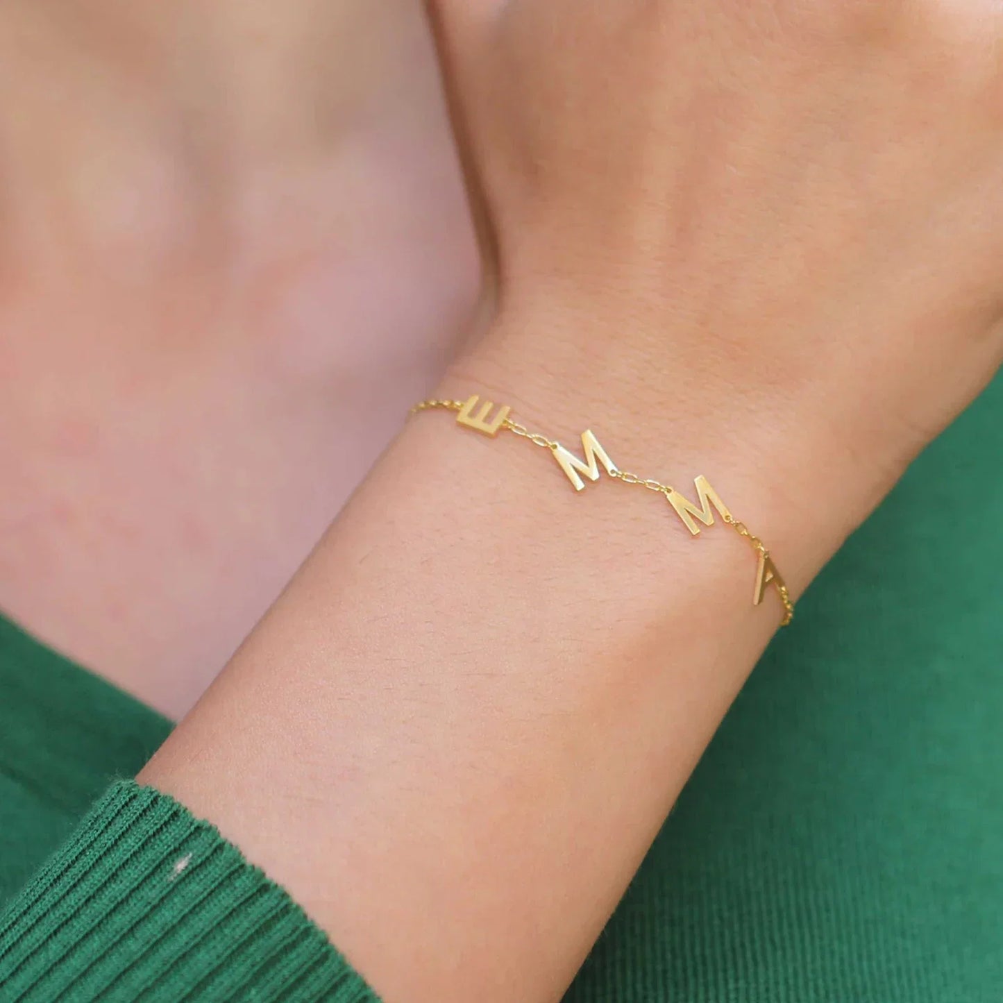 Lemegeton Customized Initial Bracelet with Symbol A-Z Letters Bracelets Stainless Steel Jewelry for Mom Mama Personalized Gifts