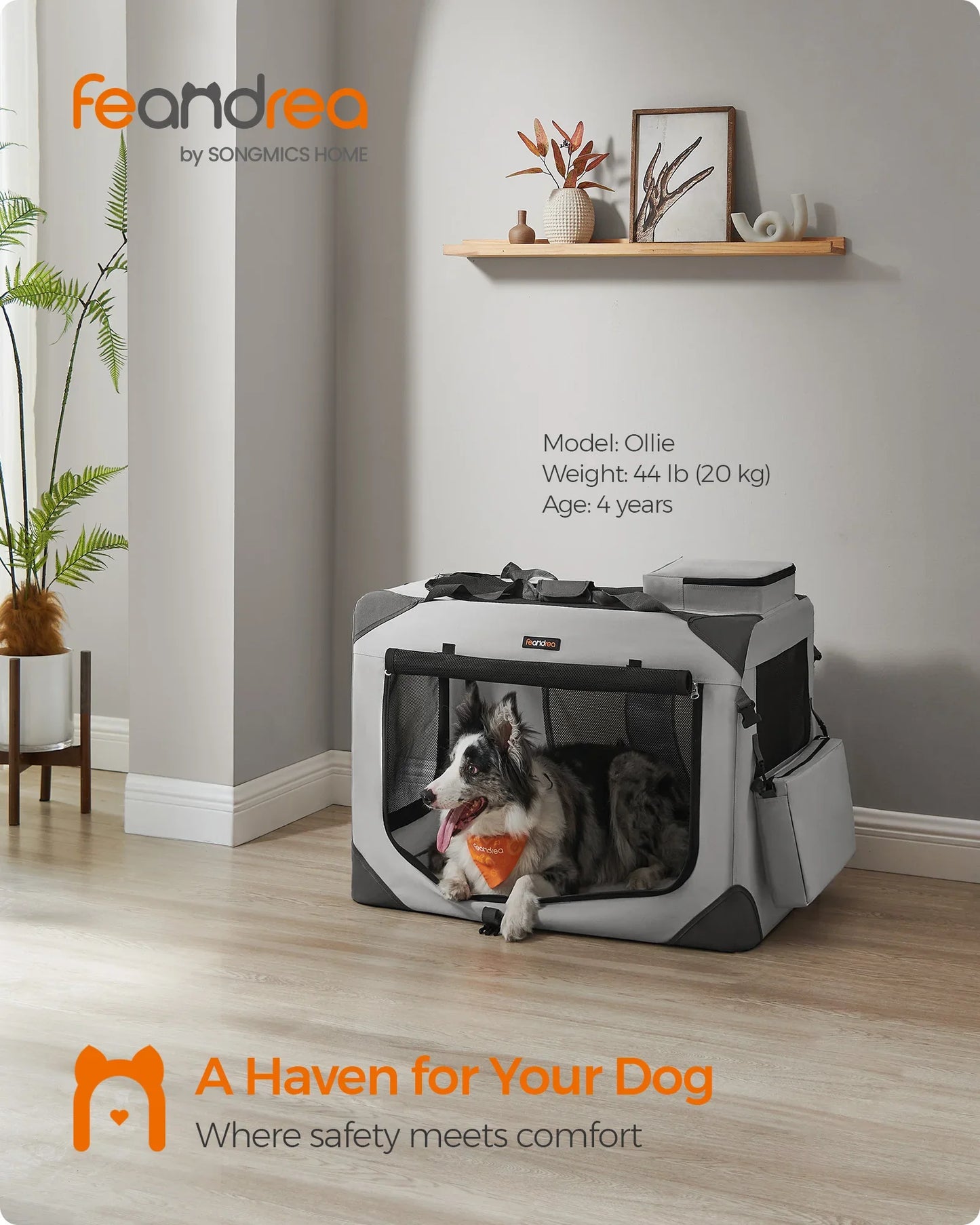 Feandrea 32 Inches Collapsible Soft Dog Crate, Portable Travel Dog Crate for Indoor and Outdoor Use, Dog Carrier Kennel
