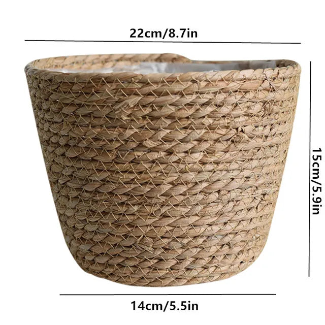 Straw Flower Pot Weaving Flower Plant Basket Grass Planter Basket Indoor Flower Pots Cover Plant Containers for Plantable Plants