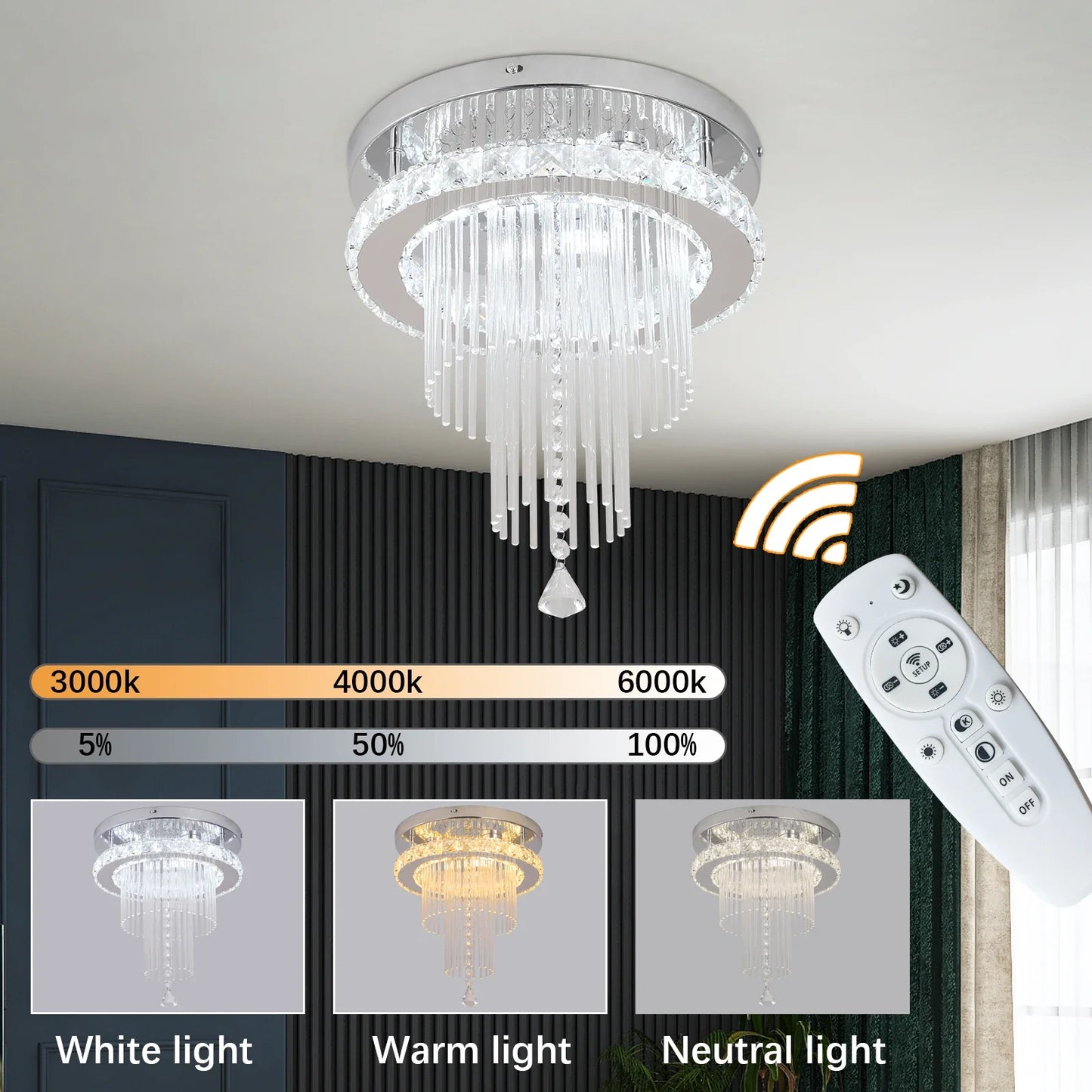 Drop Crystal Pendant Led Chandelier  Lamp