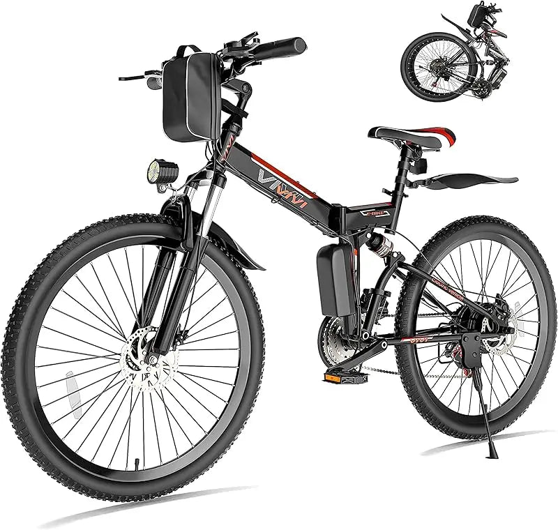 QVivi for Adults 750W Peak Folding Mountain Bike 26'' Commuter Ebike 21.7MPH Adult Electric Bicycl