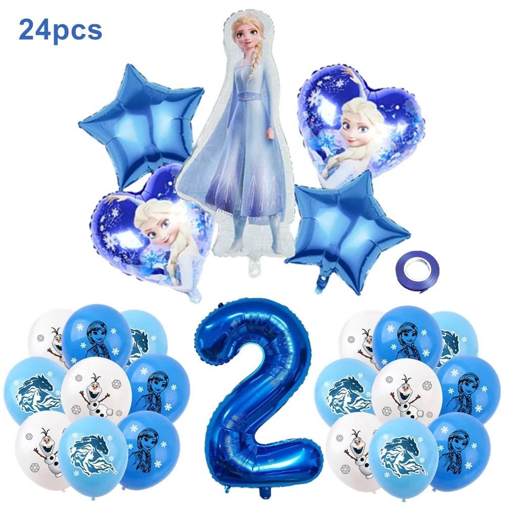 Frozen Anna Elsa Princess Birthday Party Decorations Balloon Disposable Tableware Party Supplies
