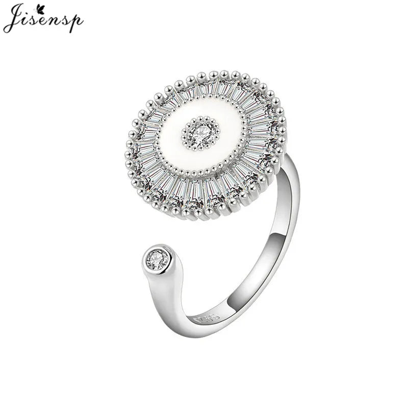 Luxury Fashion Fidget Spinner Ring Anxiety for Women Multiple Crystal Planet Butterfly Finger Rings Anti Stress Wedding Jewerly