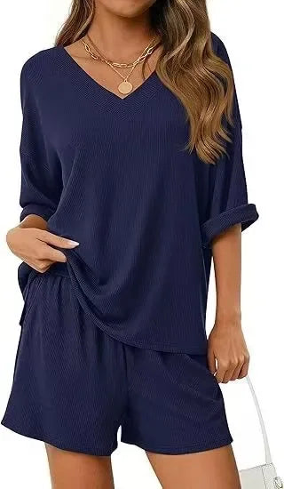 2026 Summer Solid Beach Set for Women Loose Casual Style Home and Outdoor Wear hort-Sleeve T-Shirt Shorts