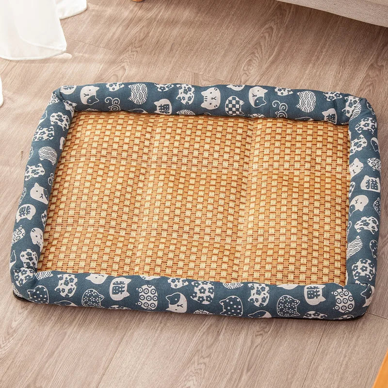 Pet Summer Mat Cute Dog Cooling Sofa Breathable Small Dog Bed Cushion Moistureproof Rattan Wear Cat Mat Accessories