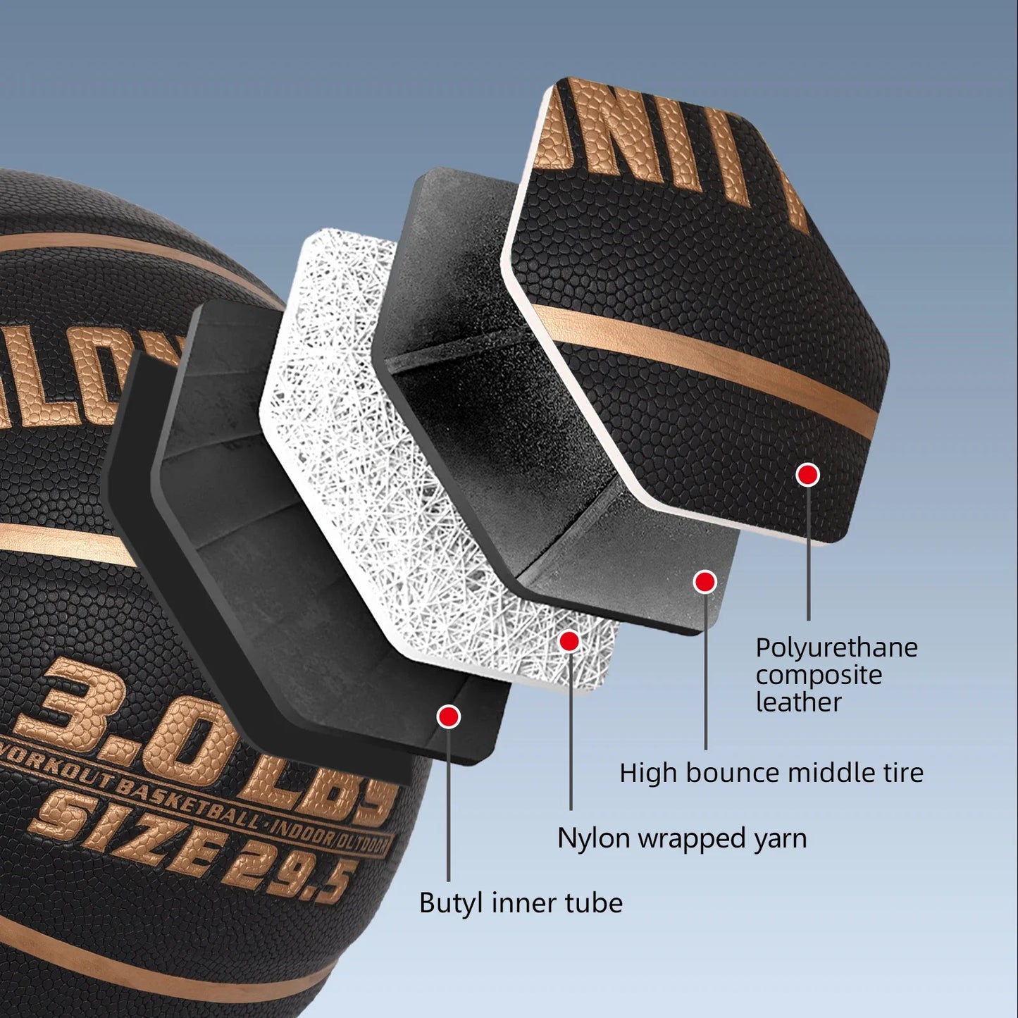 3LBS/2.2LBS Weighted Training Heavy Basketball Size 7/6 In&Outdoor For Improving Handing Dribbling Passing Rebounding Skill Ball