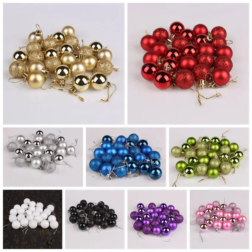 24Pcs Christmas Ball Pendent Decoration Xmas Tree Gold Glitter Hanging Ornament Ball Home Xmas Party Decor Navidad Gift Supplies