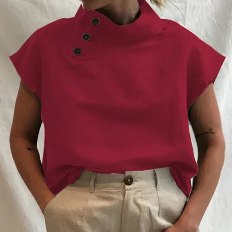 Women Short Sleeve Blusas 2024 Summer Cotton Linen Shirts Fashion Oversized Blouses Casual Loose Camisas Solid Tunic Tops 18898