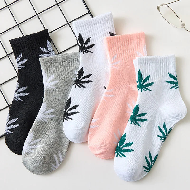 5 Pairs Women Fruit Print Socks Set Cute Casual Korean Fashion Kawaii Japanese Style Pumpkin Strawberry Banana Peach Avocado Sox