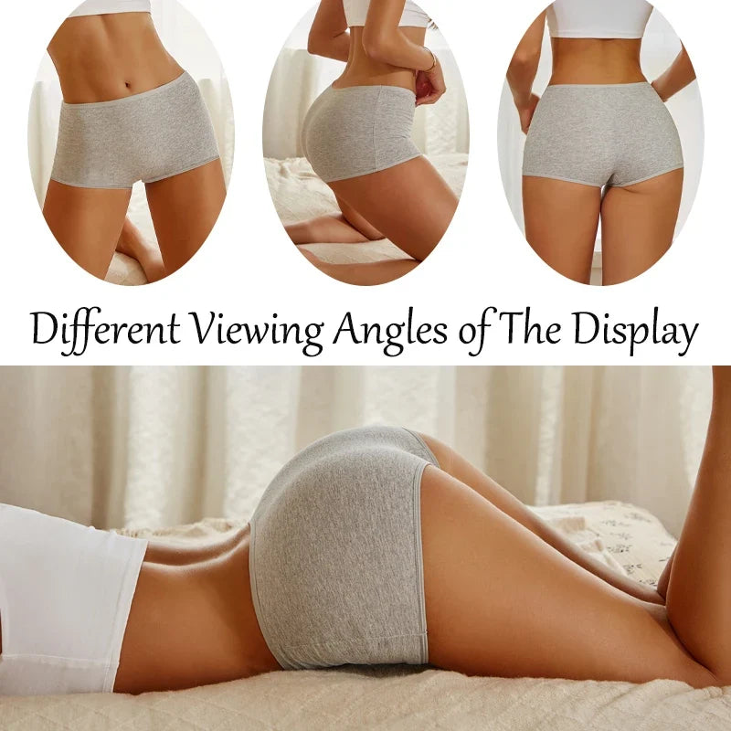 FINETOO 3PCS Women Seamless Cotton Boxer Short Solid Color High Rise Elastic Underwear Female Breathable Boyshorts Sexy Lingerie