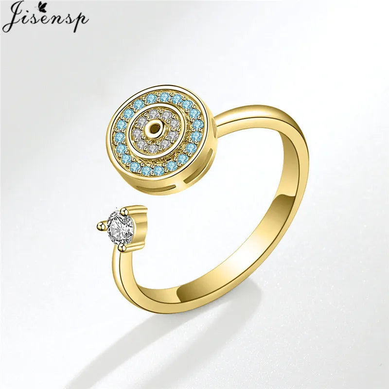 Luxury Fashion Fidget Spinner Ring Anxiety for Women Multiple Crystal Planet Butterfly Finger Rings Anti Stress Wedding Jewerly