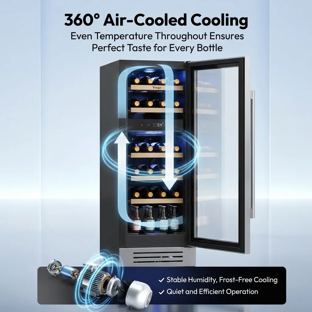 Wine Fridge Cooler 12 Inch Wine Fridge Hold 17 Bottles, Wine Refrigerator Glass Door Built-in Wine Storage Cabinet For Home Kitchen Bar