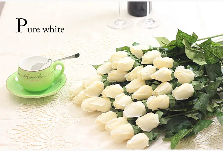 25pcs/lot Fresh Rose Artificial Flowers Real Touch Rose Flowers Home Decorations for Wedding Party or Birthday