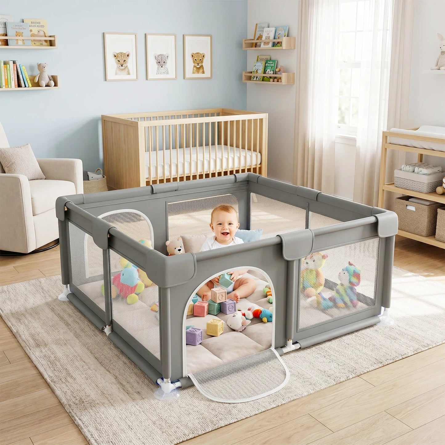 48"x48" Baby Playpen - Large Open-Floor Activity Center with Learning