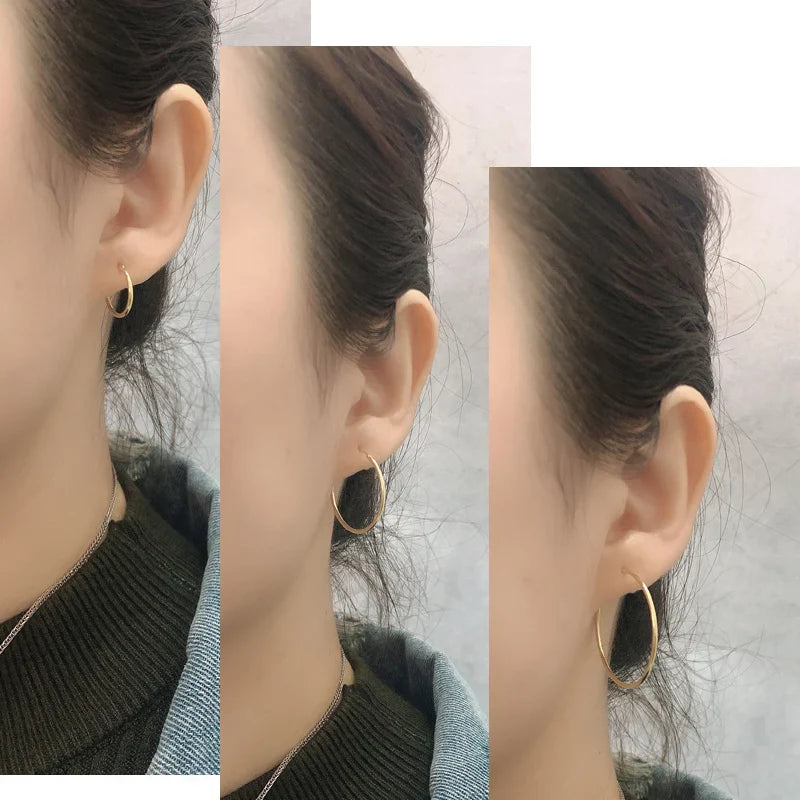 TrustDavis Real 925 Sterling Silver Earring Fashion Simple Korean Hoop Earrings For Women Charming Chic Party Fine Jewelry DD455