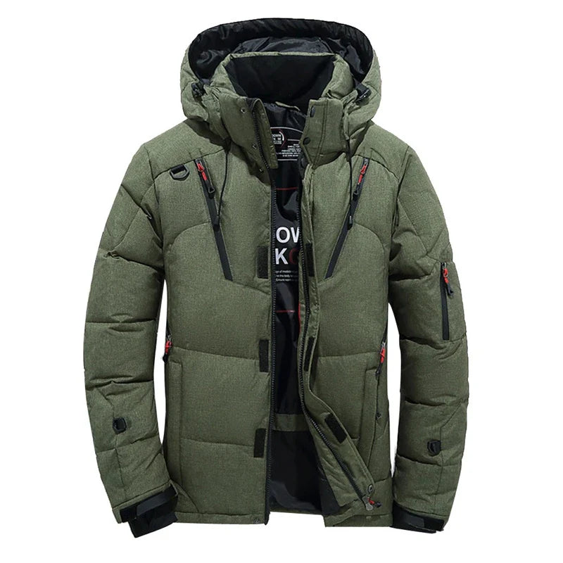 -20 Degree Down Jacket Male  Parkas White Duck Down Jacket, Hooded Thick Warm Padded  Coat Oversize M-4XL.