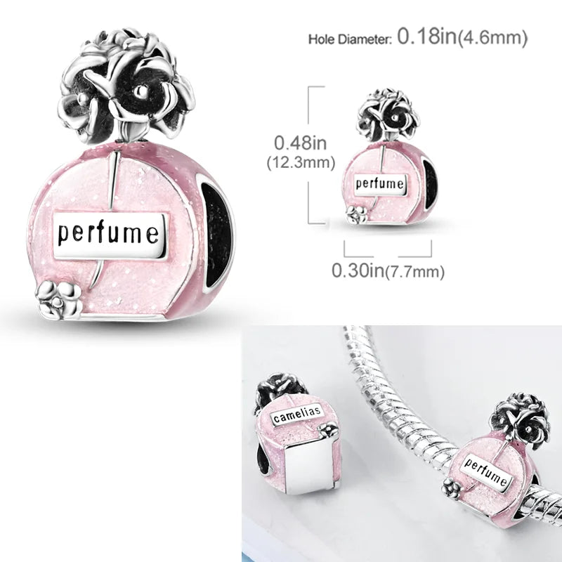Charms Bead 925 Sterling Silver Pink Butterfly Luminous Firefly Dangle