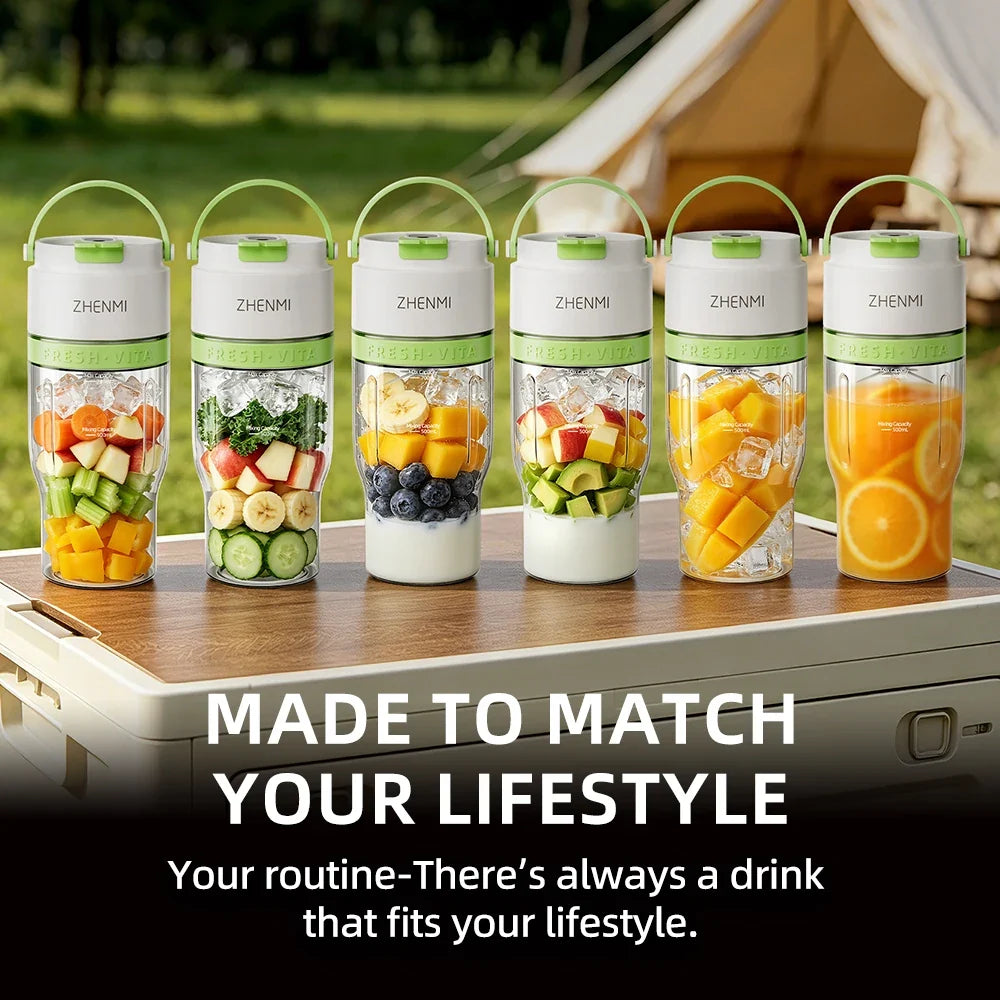 ZHENMI J27 BPA-Free Cordless Portable Personal Blender – 24oz Ice Crushing Blender for Shakes & Smoothies, USB Rechargeable, Lightweight & Compact Design with Modern Look, Easy to Clean, Fits Most Cup Holders & Backpacks, D