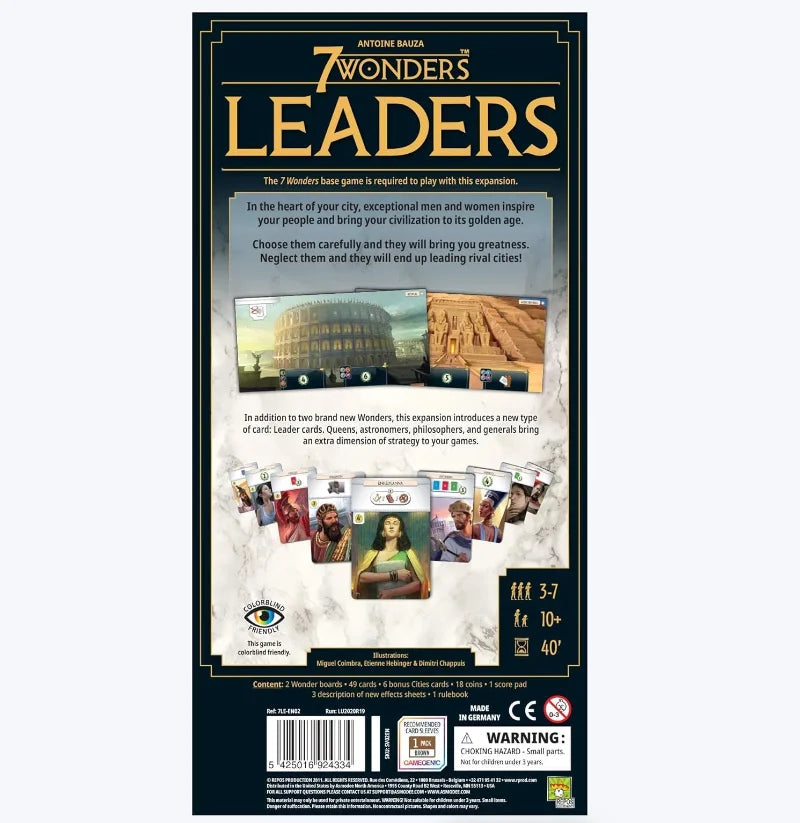 7 Wonders Leaders Board Game Expansion (New Version) | Family Board Game | Adult Civilization Board Game | Game Night Strategy B