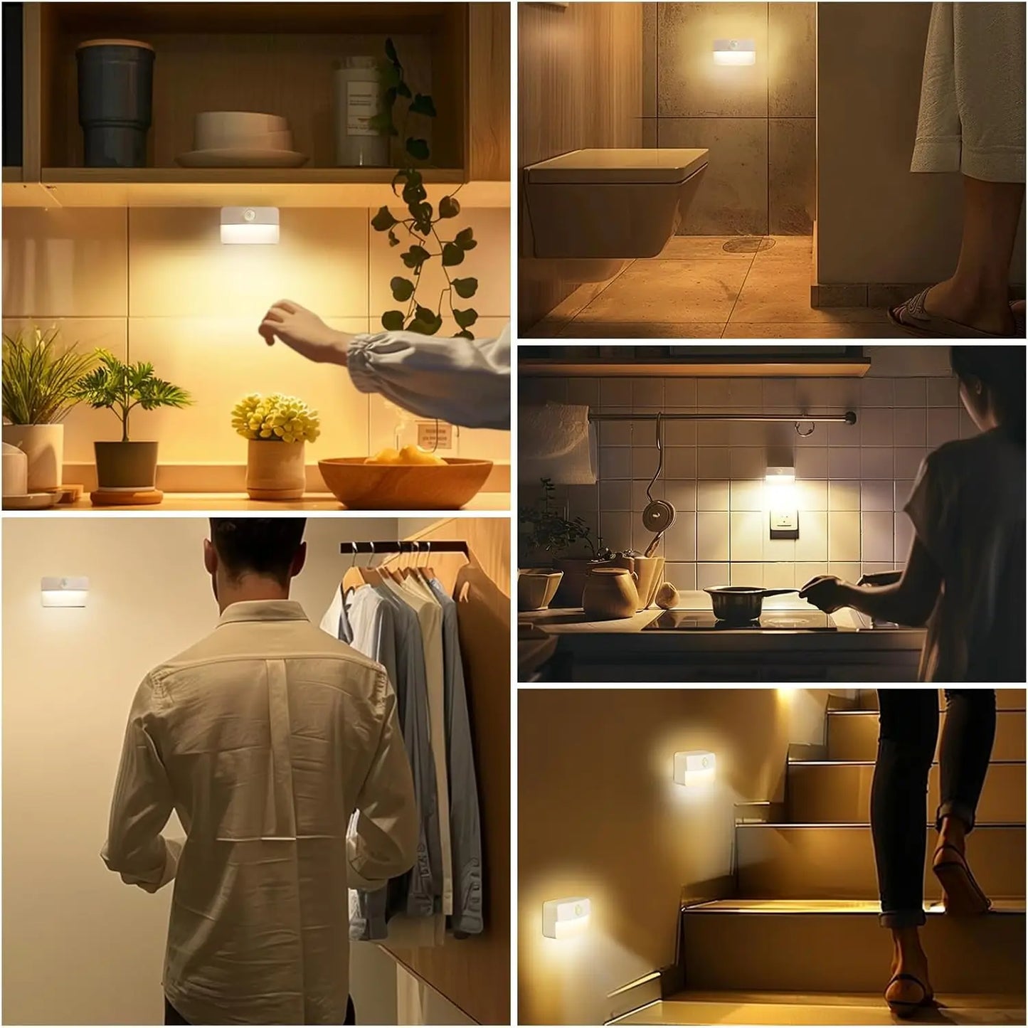 LED Night Light with Motion Sensor Cabinet Lamp Wireless Bedside Nightlight Battery Power For Bedroom Closet Stairs Lighting