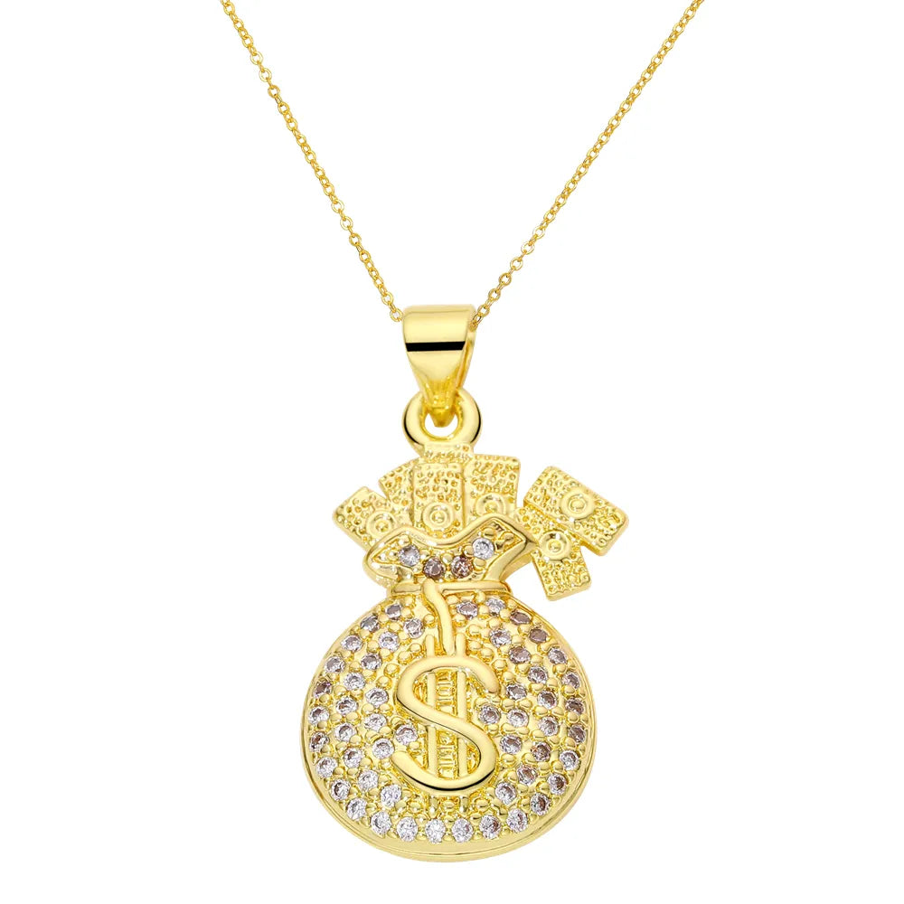 Juya 18K Real Gold Plated Micro Pave Zircon Butterfly Horse Bees Cat Leopard Pendant Necklace For Women Birthday Christmas Gift