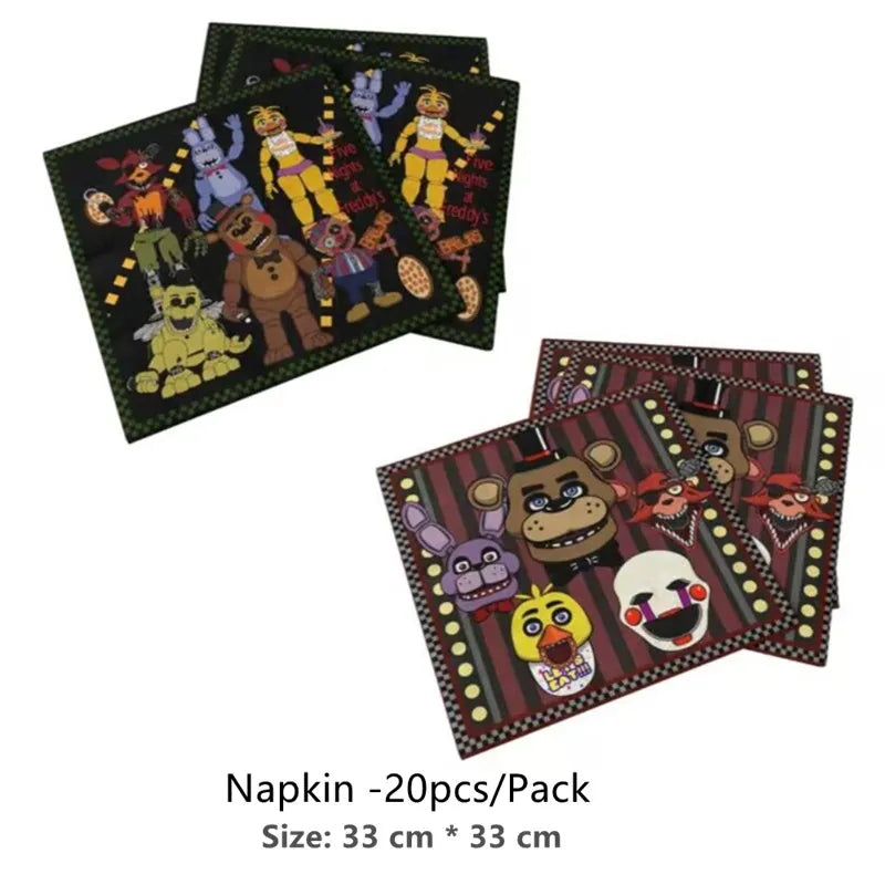 FNAF Five Nights Freddyed Birthday Party Decorations Disposable Tableware Cup Plate Party Supplies