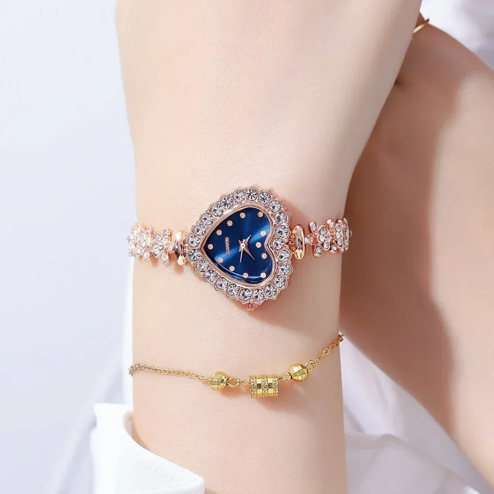Heart Shape Small Dial Women's Bracelet Watch Quartz Wristwatch Retractable Chain Strap Watch Wholesale  relogio reloj mujer