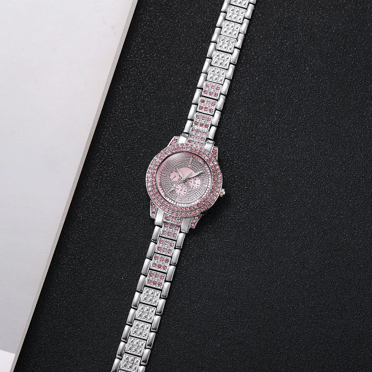 1/3PCS Luxury Rhinestone Women Watch, Diamond Jewelry Set, Elegant Steel Ladies Quartz Wristwatch.
