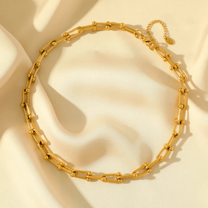 EILIECK 316L Stainless Steel Gold Color Thick Chain Necklace Bracelet For Women Girl New Fashion Waterproof Jewelry Set Gift