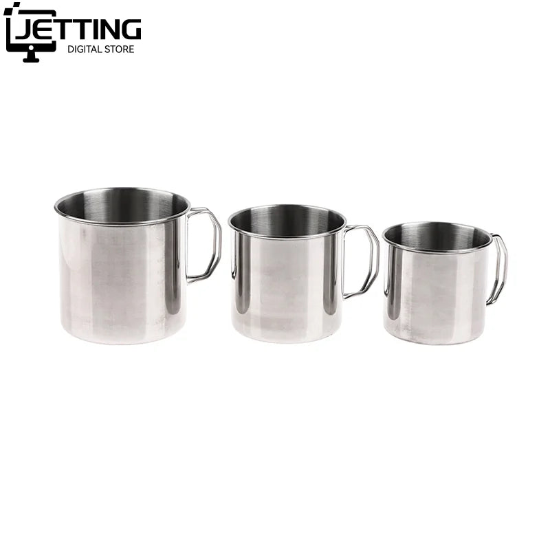 1Pc Stainless Steel Folding Handle Cup Portable Carabiner Cup Outdoor Camping Cups for Home Outdoor Camping Accessories