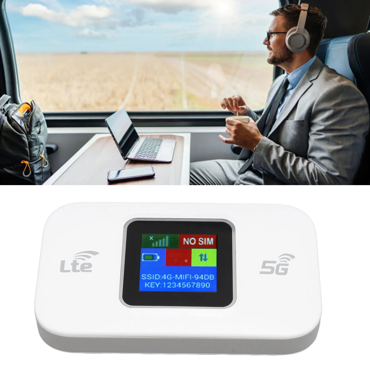 Portable 4G Router 4G LTE WiFi Modem Plug and Play Professional 300Mbps Supports 10 Users Sharing for Tablets for Mobile Phone