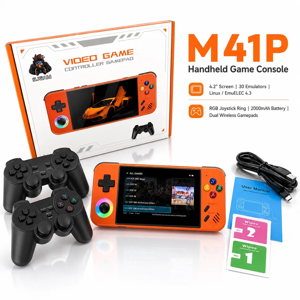 M41P LINUX Emelec 4.3Open Source Game Player N909 Dual Core1.8GHz1136*640HD Pocket Gaming Console Support128GB TF Card Expansion