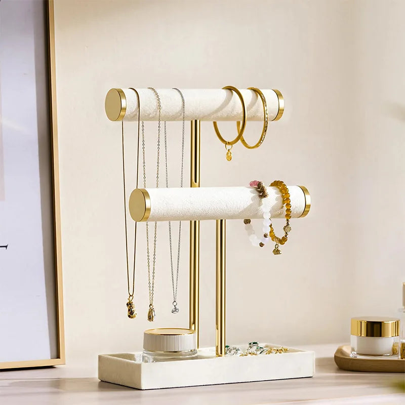 Multi-Functional Two-Level T-Style Bangle Stand for Bracelet, Bangle & Jewelry Storage