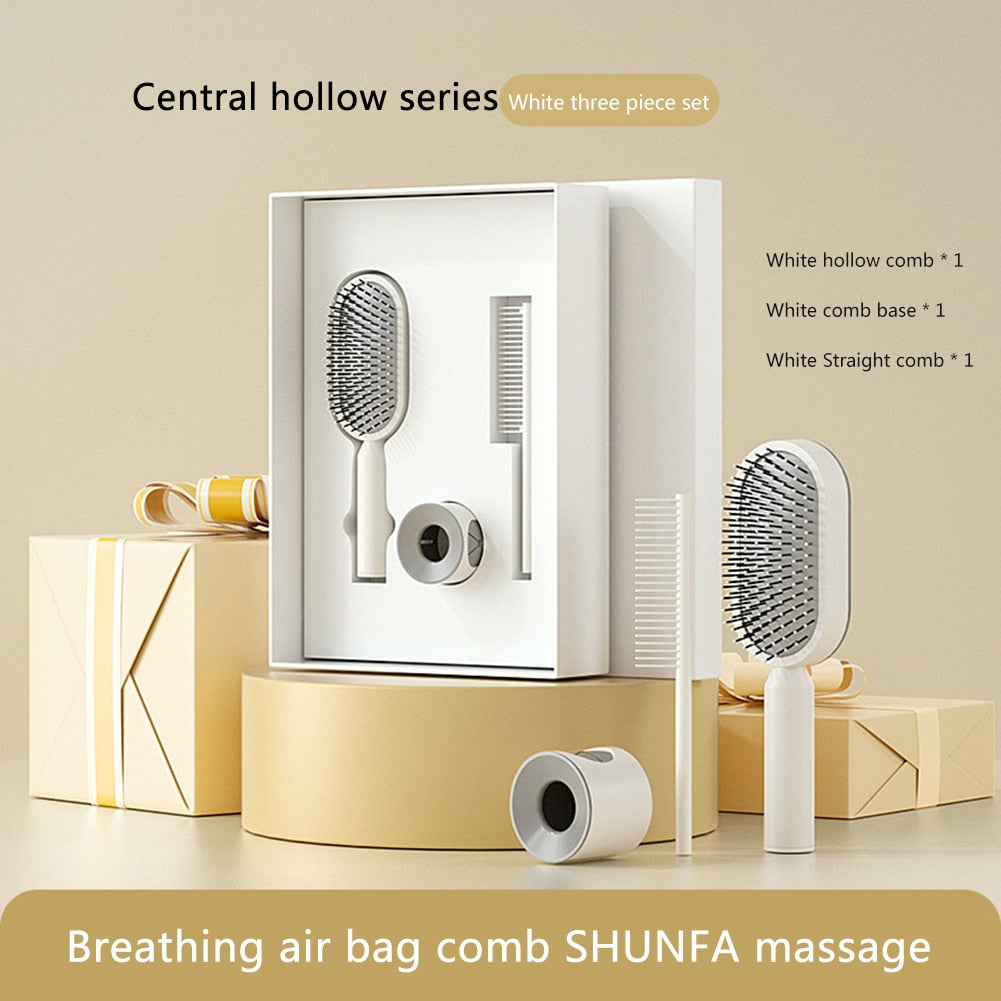 Self Cleaning Brush Set For Women Hair One-key Cleaning Comb