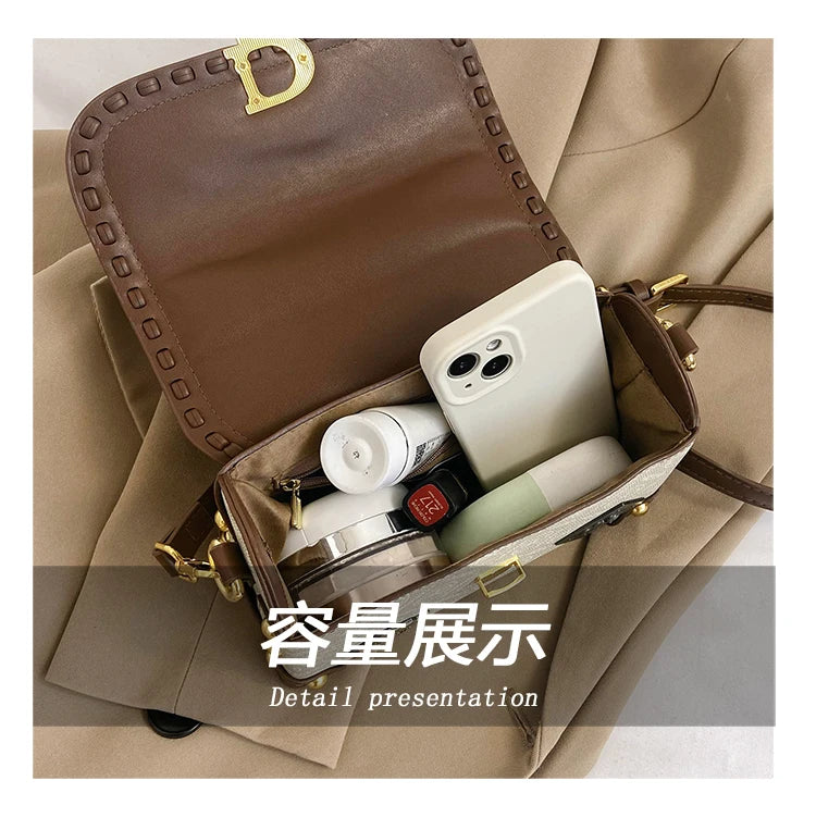 Women's Retro PU Leather Shoulder Bag Fashion Chain Handbag Crossbody for Daily Use