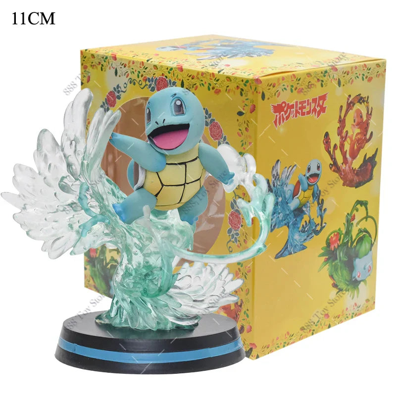 Anime Pokemon Figures Squirtle Charizard Bulbasaur Charmander Vulpix Special Effects Scene Version PVC Action Figure Model Toys