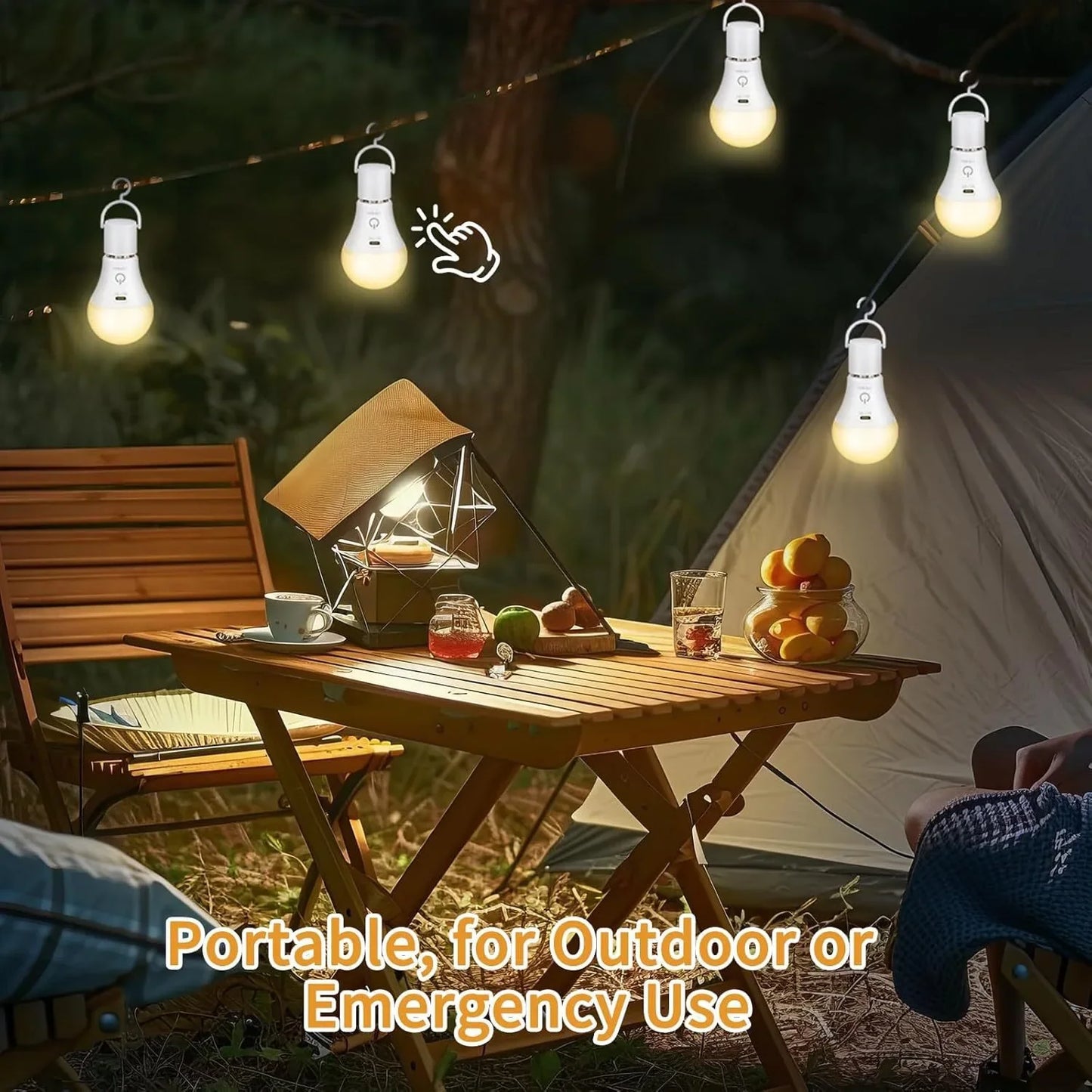 Rechargeable Light Bulb with Remote Control Dim & RGB, Timer, E27 Base,Backup Emergency Light for Home or Outdoor