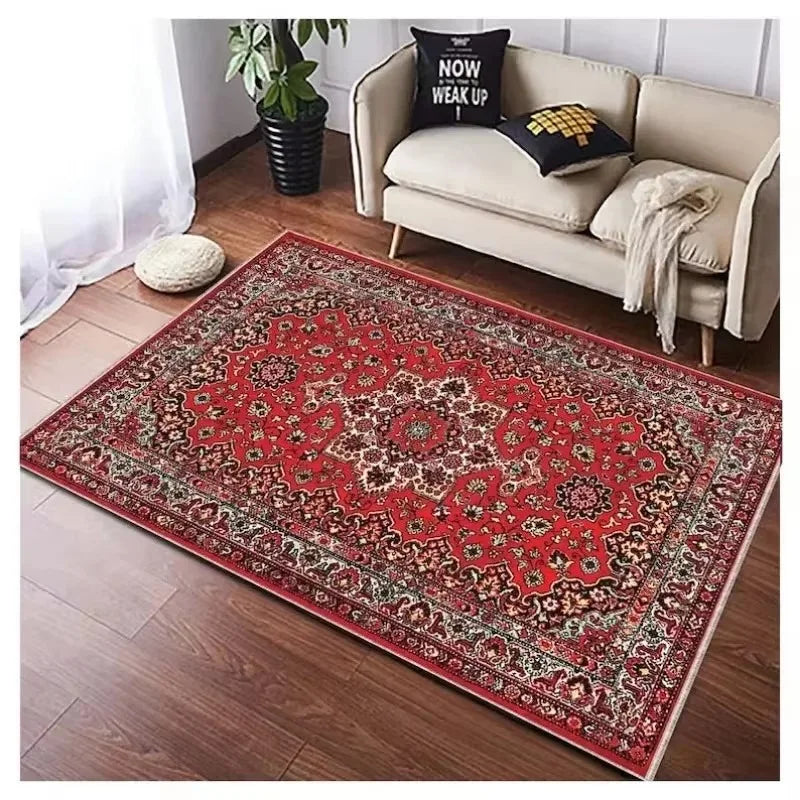 Turkish Style Red Rugs Classic Style Carpet Non Slip Living Room Rug Popular Modern Rug Ottoman Style Boho Rug Entrance Door Mat
