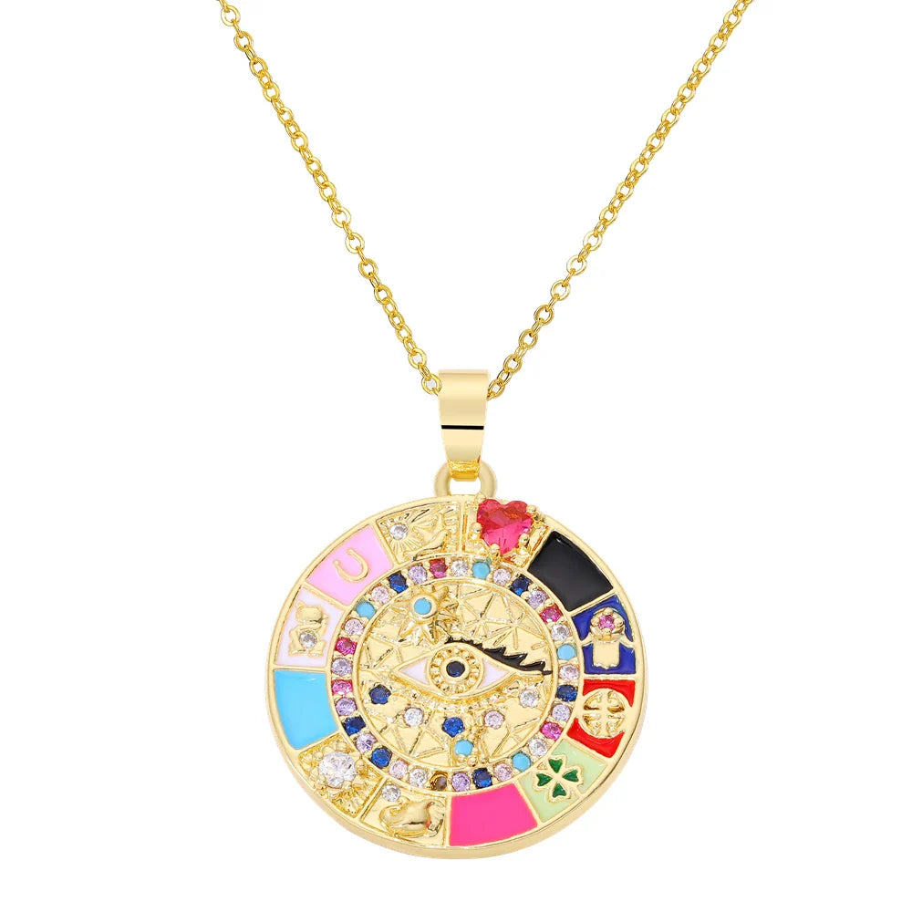 Juya 18K Real Gold Plated Micro Pave Zircon Butterfly Horse Bees Cat Leopard Pendant Necklace For Women Birthday Christmas Gift