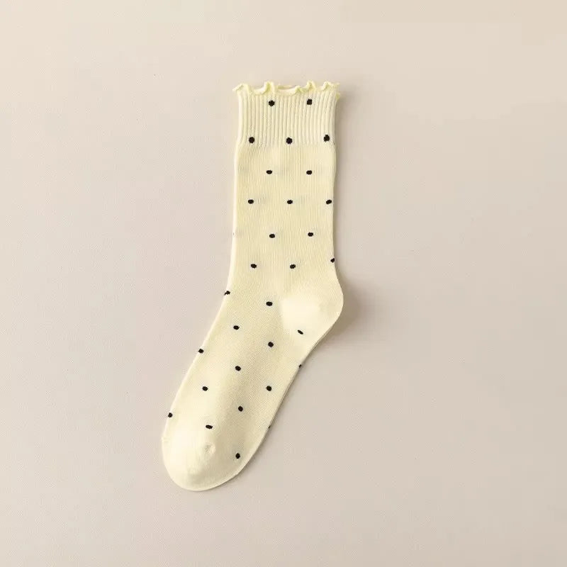 Ruffle Socks Women White Black Frilly Lolita Style Japanese Maiden Cute Kawaii Cotton Harajuku Princess Crew Socks Calcetines