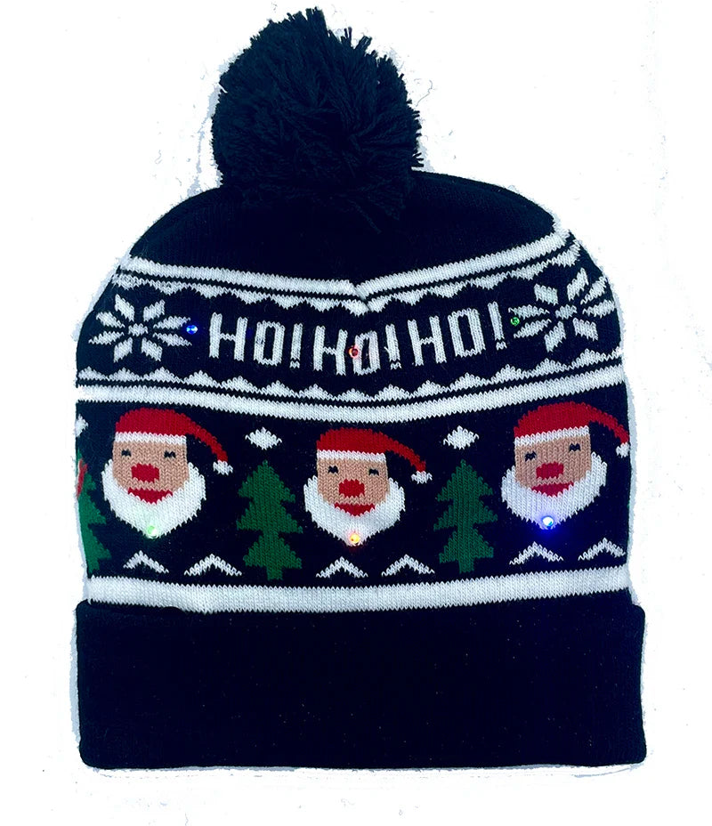 LED Christmas Hat Creative Flashing Led Light Knitted Hat Snowman Winter Warm Color Knitted Cap Christmas Gift