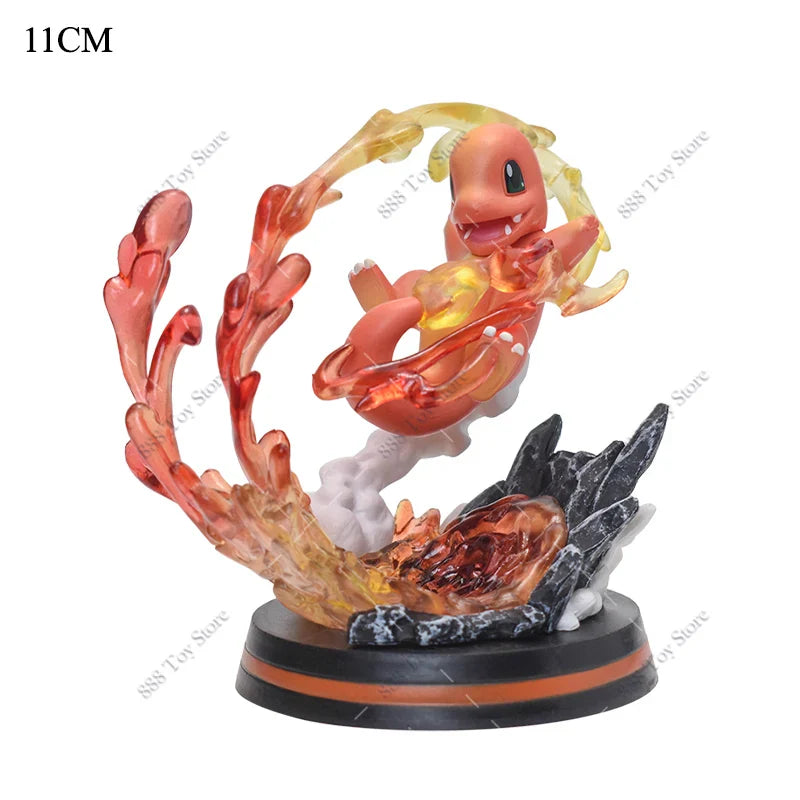 Anime Pokemon Figures Squirtle Charizard Bulbasaur Charmander Vulpix Special Effects Scene Version PVC Action Figure Model Toys