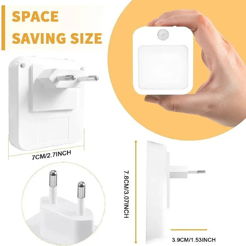 Night Light Motion Sensor With LED Light EU/US Plug Lamps Children's Night Light Wireless Night Lamp For Bedside Table Bedroom Portable Night Light, Night Light