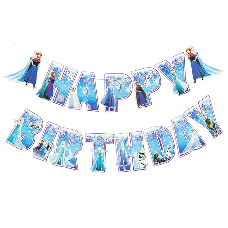 Frozen Anna Elsa Princess Birthday Party Decorations Balloon Disposable Tableware Party Supplies