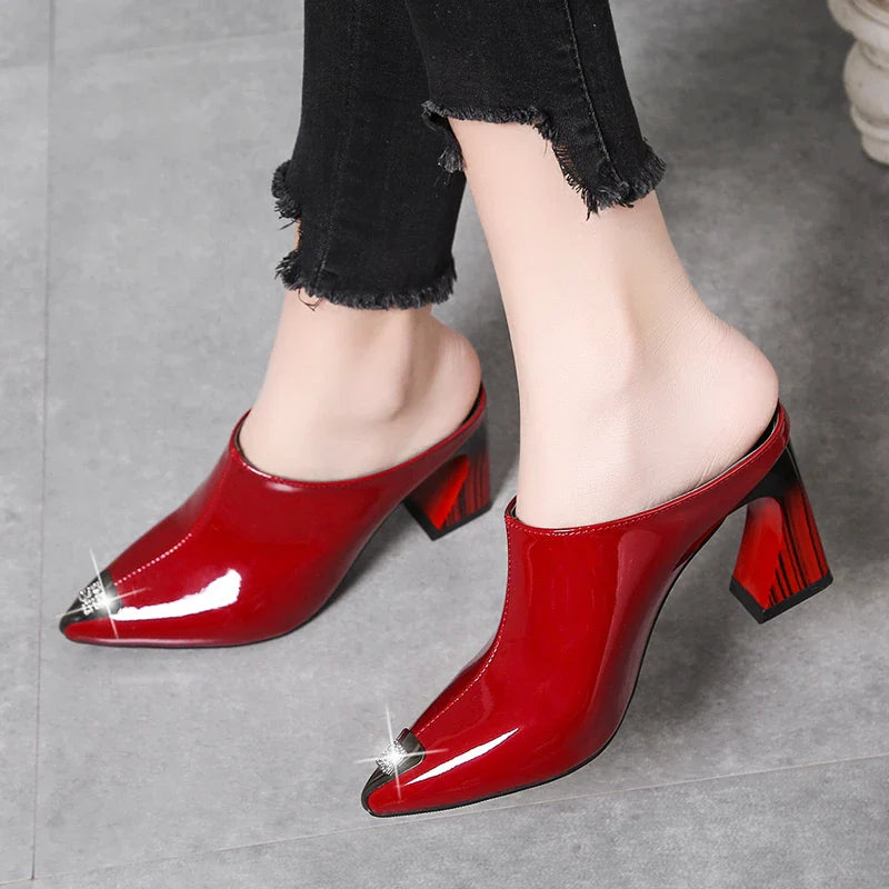 Sandalias Summer 2022 New Women Slipper High Heel Sandal Shoes Ladies High Quality PU Leather Slides Pumps Women