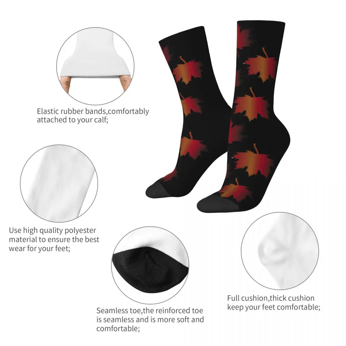 Maple Leaves Stockings Men fall Socks Breathable Modern Socks Autumn Cycling Non Slip Custom Socks Gift